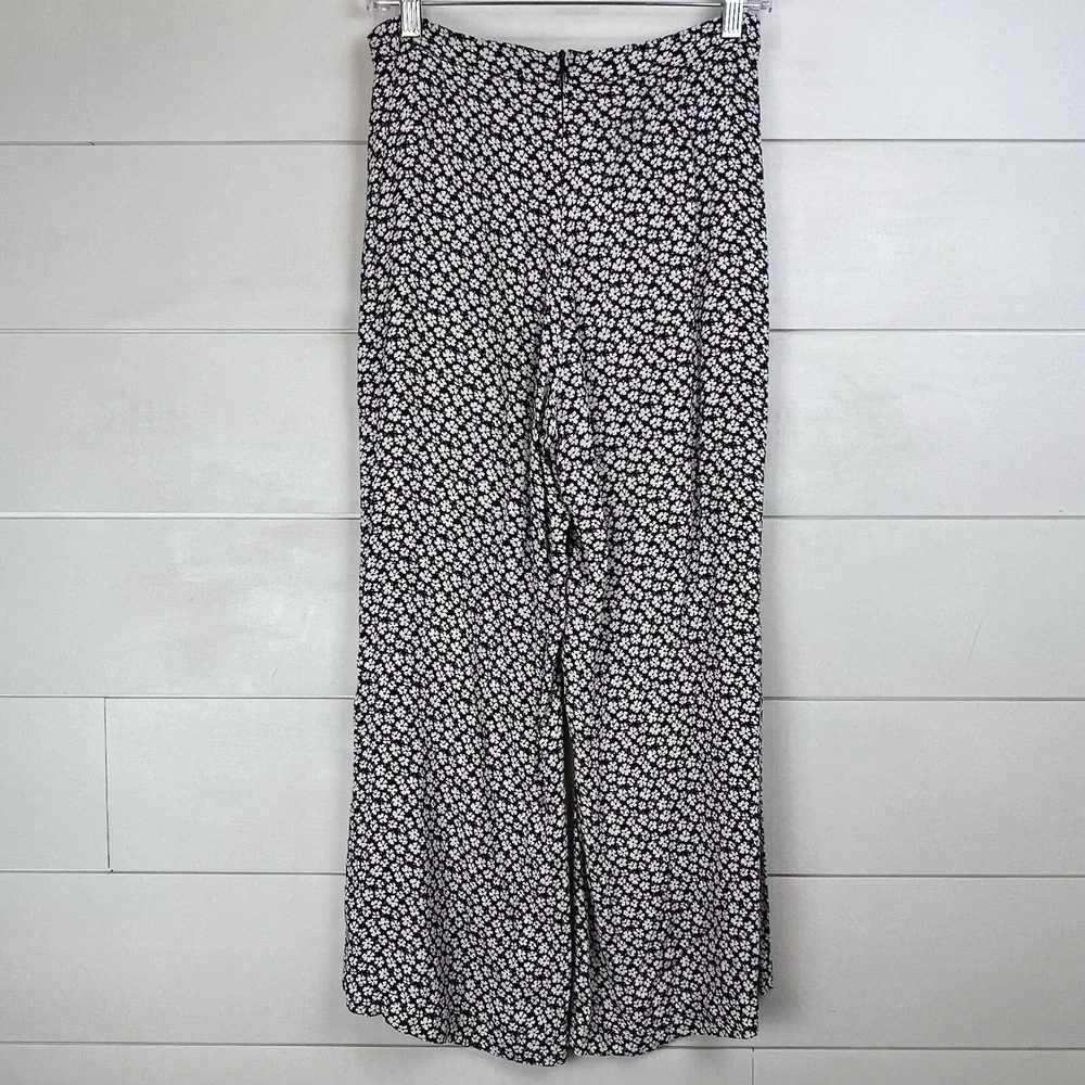 Reformation Coco Wide Leg‎ Pants Women 4 Navy White Crop Quito